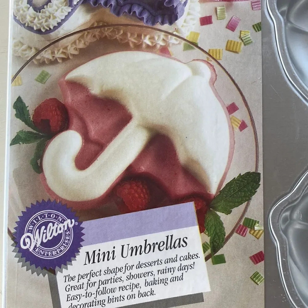 Vintage 1994 Wilton Cake Desserts Mold Pan Mini Umbrellas New Showers Parties